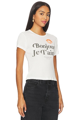 The Laundry Room Bonjour Je T'aime Baby Tee in White