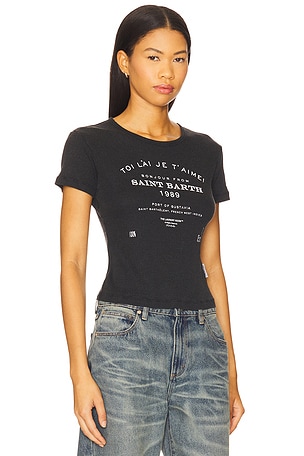 The Laundry Room Saint Barth 89 Baby Tee in Black. Size XS. Also