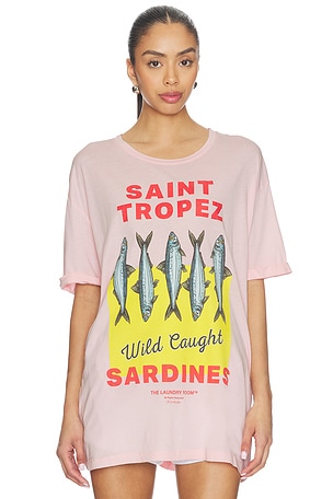The Laundry Room Saint Tropez Sardines Oversized Tee in Blush
