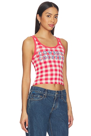 The Laundry Room Cowboy Country Denim Rib Tank Top in Red