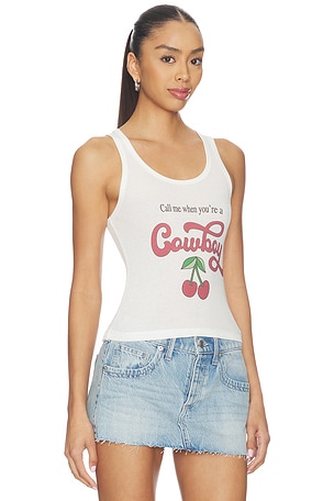The Laundry Room Call Me Cowboy Rib Tank Top in White