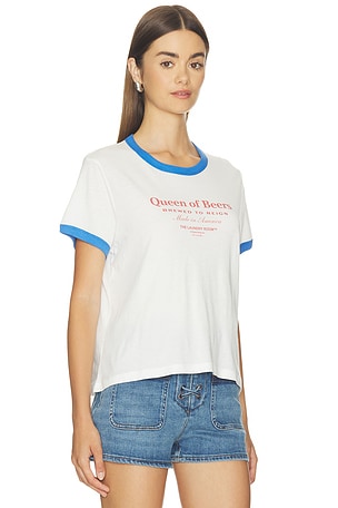 The Laundry Room Queen Of Beers Perfect Ringer Tee in White