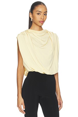 The Line by K Bobi Draped Shell Top in Lemon