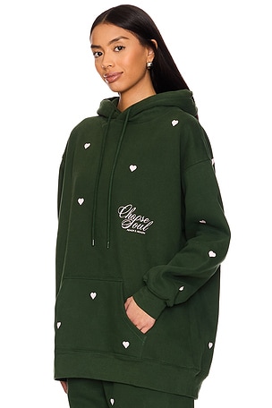 The Mayfair Group Choose Love Hoodie in Dark Green