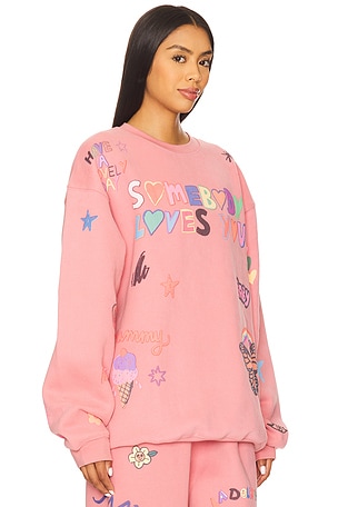 The Mayfair Group Somebody Loves You Sweatshirt in Pink. Size XS. Also
