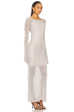 Tyler McGillivary Estelle Knit Dress in Metallic Silver