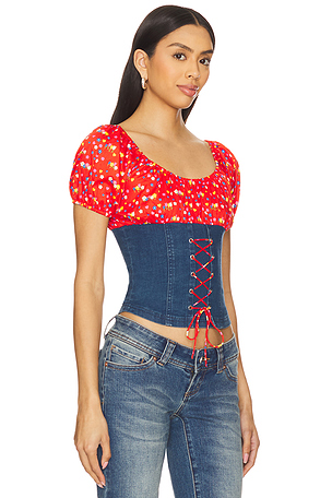 Tyler McGillivary Uma Top in Red,Blue