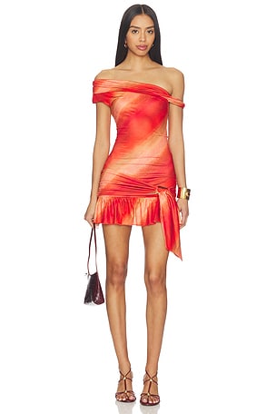 Twist Off Shoulder Mini Dress Tiger Mist