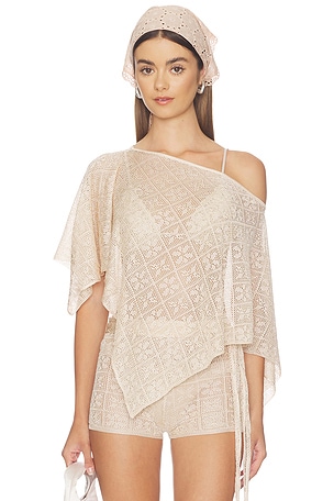 Fern Crochet Poncho Tiger Mist