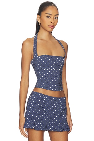 Tiger mist rio halter tie bustier top en color azul mareno