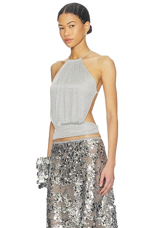 Tiger Mist Evanna Top in Metallic Silver, grey