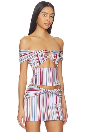 Tiger Mist Haze Twist Top in Blue,Red