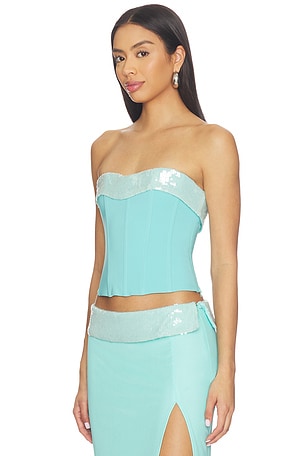 Tiger Mist Sequin Bust Corset in Baby Blue