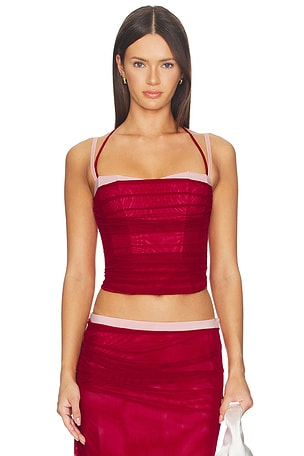 CALINE RUCHED CORSET 탑 Tiger Mist