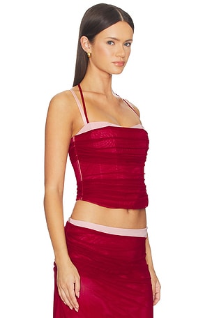 Tiger Mist Caline Ruched Corset Top in Red