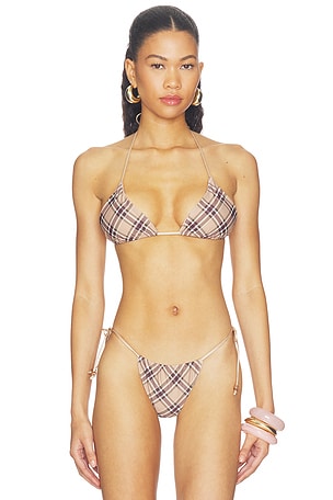 Reversible Ave Bikini Top With Mesh Scarf Tiger Mist