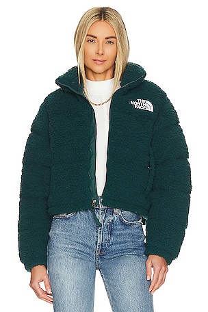 The North Face High Pile Nuptse Jacket in Ponderosa Green | REVOLVE