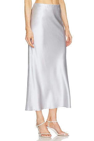 THE MODE x REVOLVE Silk Valentina Skirt in Metallic Silver