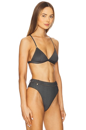 Tropic of C Denim Bikini Top in Black