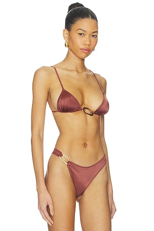 Tropic of C Ona Equator Triangle Bikini Top in Cognac