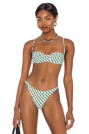 onia Ruffle Underwire Bikini Top in Palm Frond