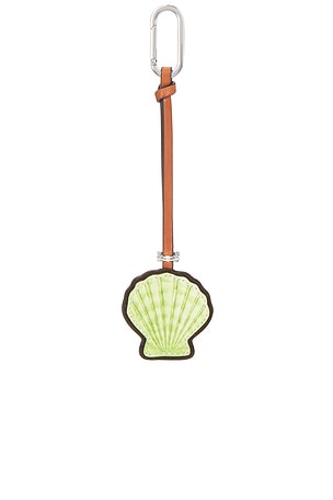 Tory Burch Leather Shell Key Fob in Green