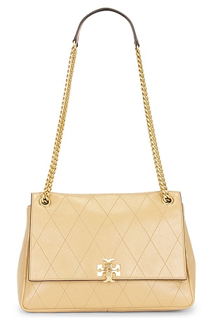 Tory Burch Charlie Quilted Shoulder Bag in Tan