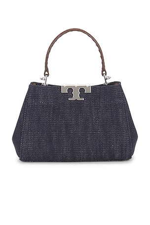 Tory Burch Eleanor Denim Mini Satchel Bag in Navy