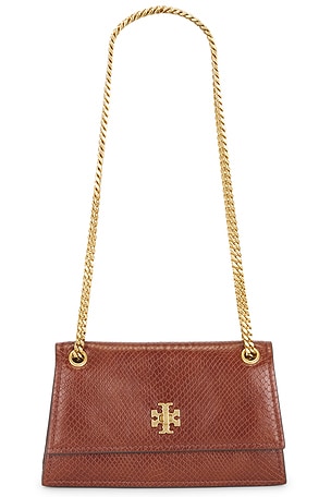 Tory Burch Kira Turnlock Embossed Snake Mini Shoulder Bag in Burgundy