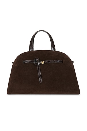 Tory Burch Romy Suede Bauletto Bag in Chocolate