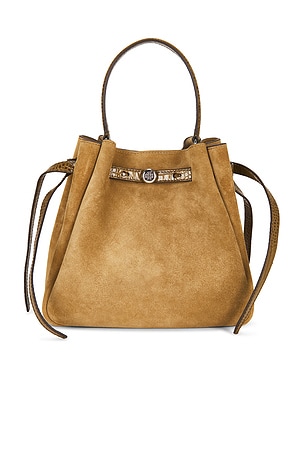 Tory Burch Romy Suede Bucket Bag in Yellow