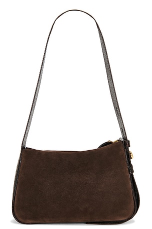 Tory Burch Romy Suede Small Shoulder Bag in Chocolate