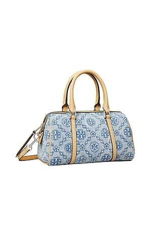 Tory Burch T Monogram Denim Mini Barrel Bag