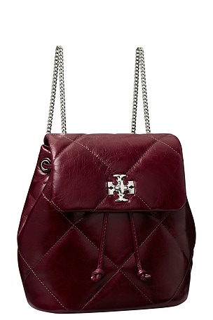 Tory Burch Kira Diamon Quilt Distressed Mini Backpack in Burgundy
