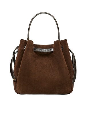 Tory Burch Romy Suede Bucket Bag in Brown