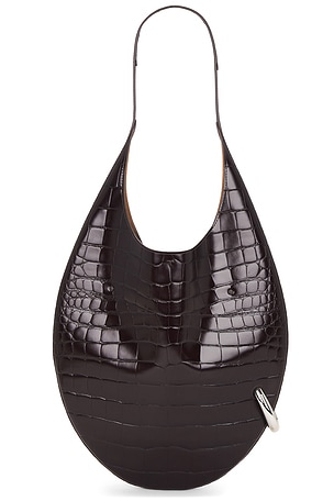 Tory Burch Pierced Croc Embossed Bag in Brown