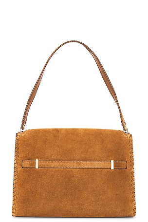 Tory Burch Lee Radziwill Petite Suede Fringe Mini Top Handle Bag in Tan