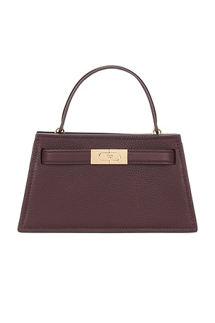 Tory Burch Lee Radziwill Pebble Mini Top Handle Bag in Wine