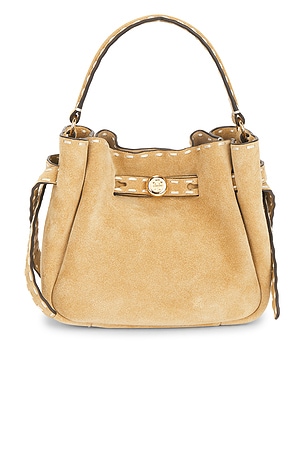 Tory Burch Romy Suede Pick Stitch Mini Bucket Bag
