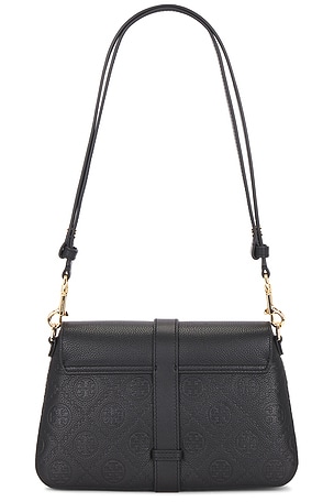 Tory Burch T Monogram Pebble Soft Small Shoulder Bag in Black