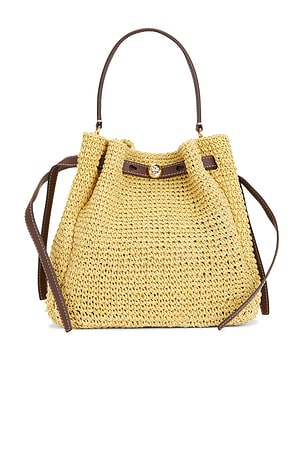 Tory Burch Romy Straw Bucket Bag in Neutral