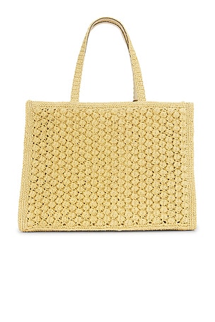 Tory Burch Ella Hand Crocheted Popcorn Stitch Large Tote Bag en Neutre