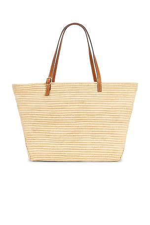 Tory Burch Ella Structured Straw Large Tote in Neutral