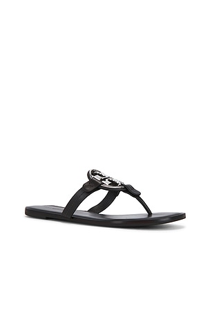 Tory Burch Metal Milller Sandal in Chocolate,Metallic Silver