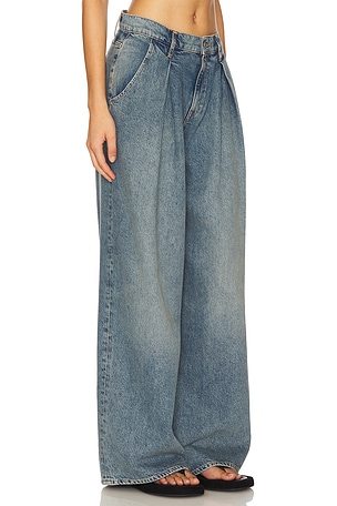 Triarchy Lenda Mid Rise Pleated Wide Leg en Bleu