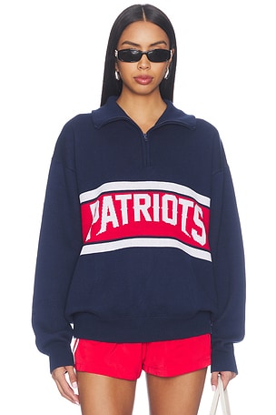 New England Patriots Team Stripe Quarter Zip Sweater Terez