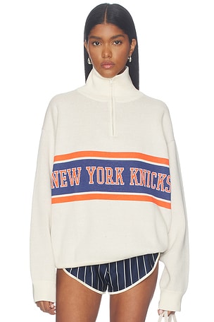 New York Knicks Team Stripe Quarter Zip Sweater Terez