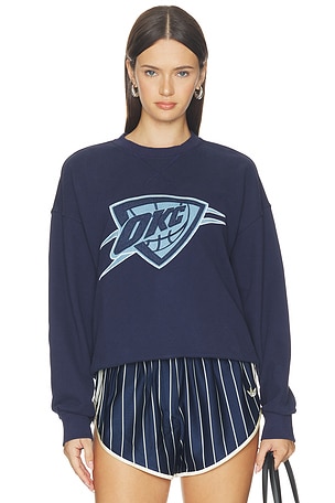 Okc Thunder Denim Patch Crew Sweater Terez