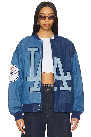 x REVOLVE Dodgers Denim Logo Bomber Terez