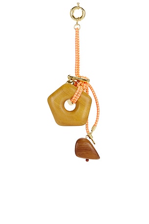 Wood & Gold Charms Rope Keychain Timeless Pearly